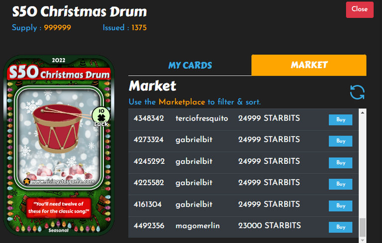 S50 Christmas Drum Market Vaue.png