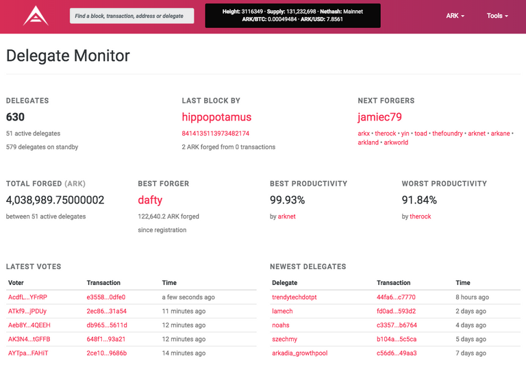 ARK blockchain explorer