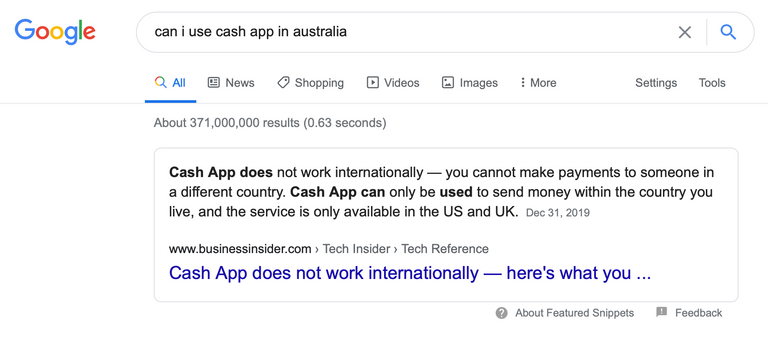 Cash App Google search