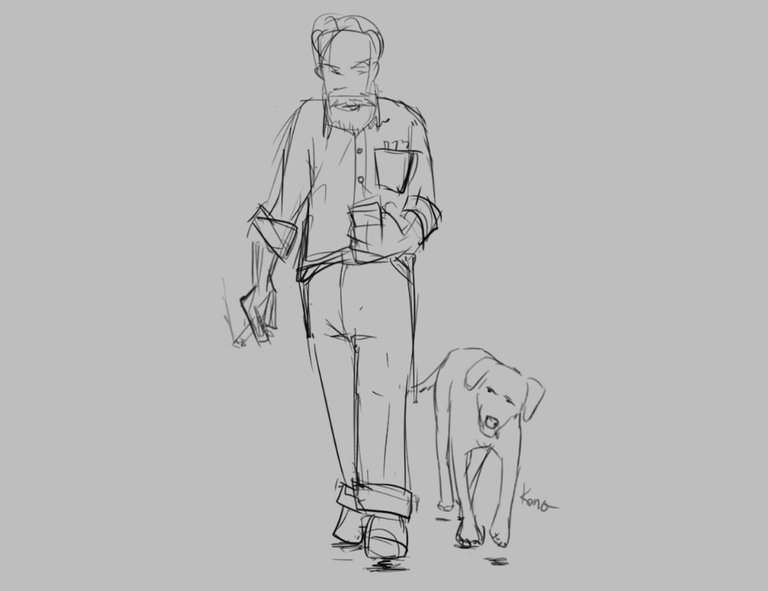 Old Man and the Dog Sketch rough Keno