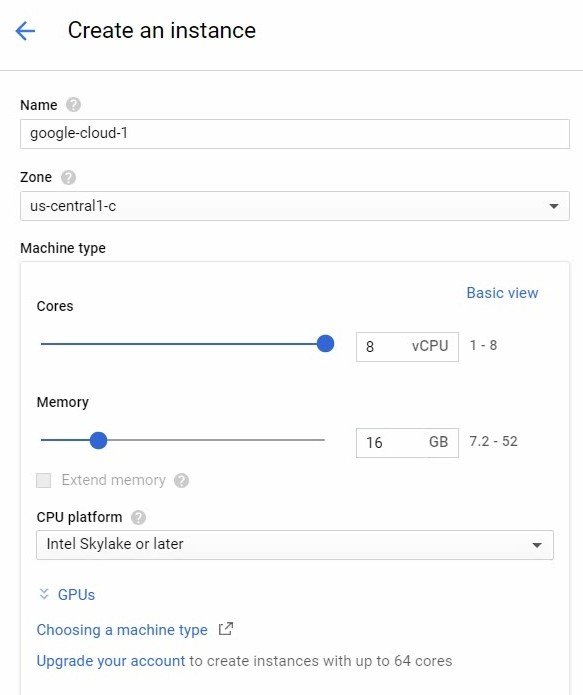 Google Cloud optimal CPU VM