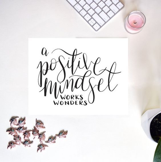 Modern Calligraphy Print A Positive Mindset Works