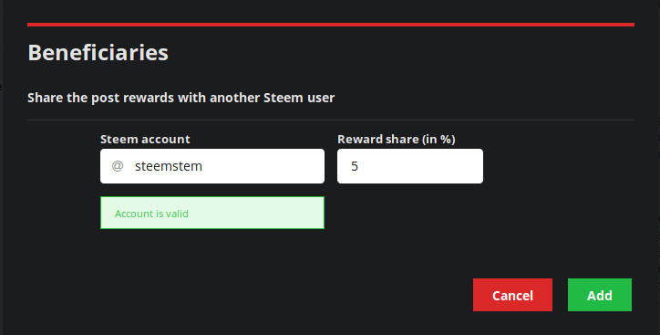 Añadiendo a SteemSTEM como beneficiario