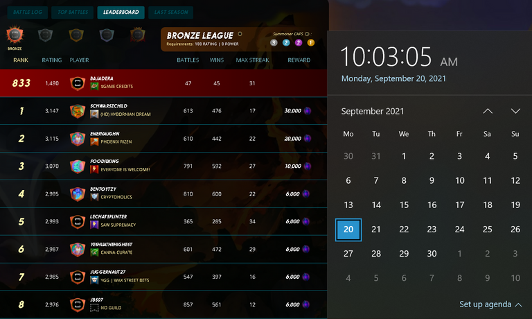 Bronze league - Active Leaderboard 1