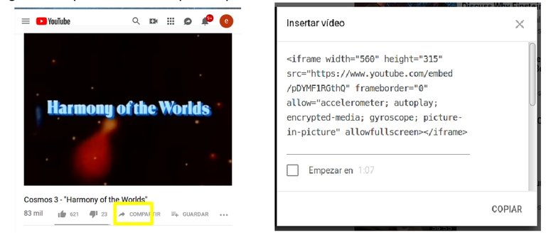 Ejemplo de obtener código HTML para incrustar el vídeo