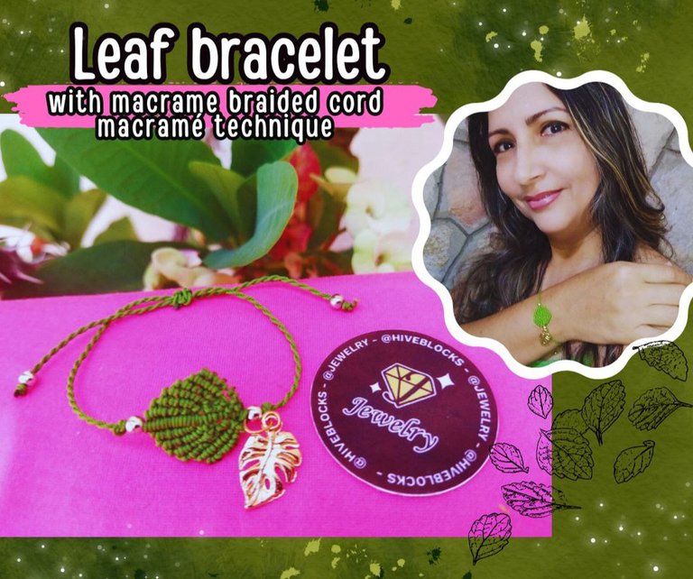  Leaf bracelet with macrame braided cord macramé technique  [ESP|ENG]