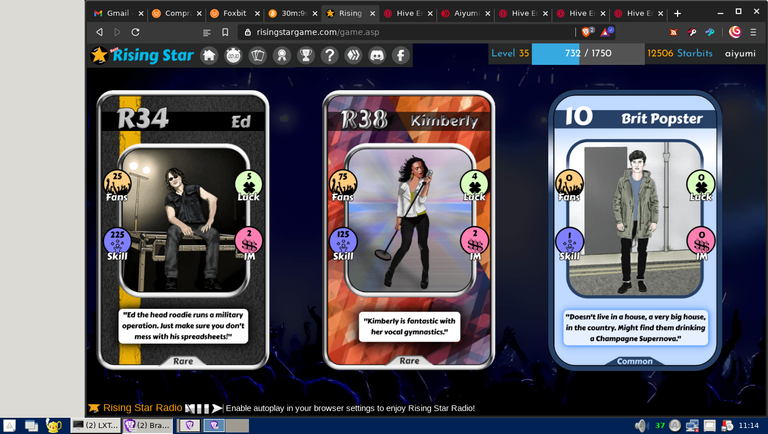 Screenshot showing the three cards from the second opened pack