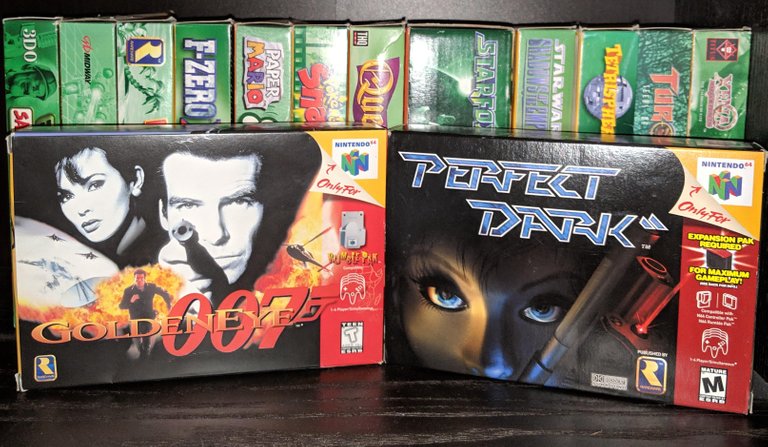 Game boxes of GoldenEye and Perfect Dark