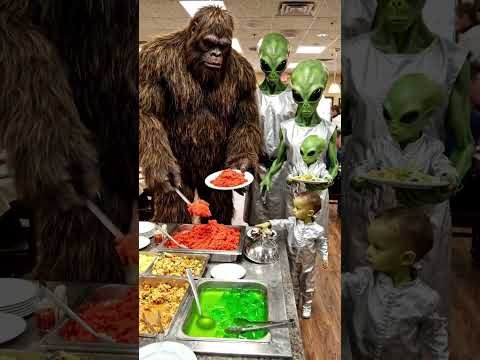 Big Foot eats all the Food at the All-You.can-Eat Buffet