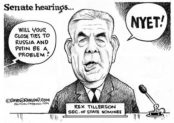 Tillerson at the Senate Confirmation Hearing Cartoon