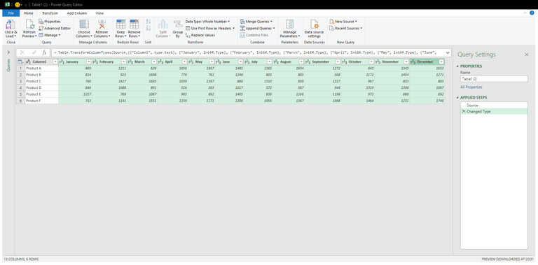 get and transform to unpivot data