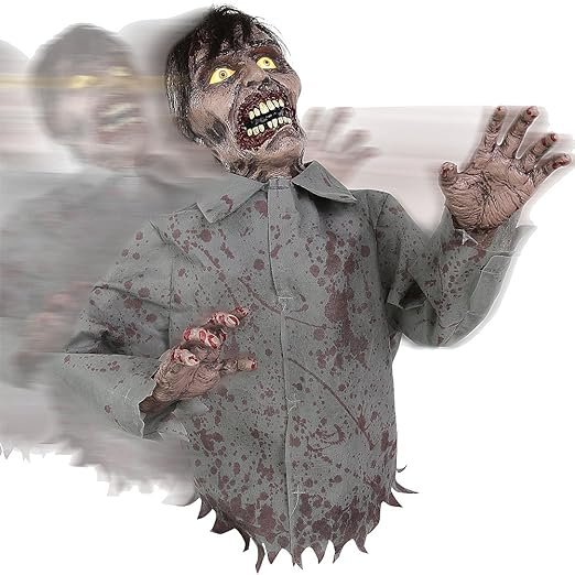 Bump And Go Animated Rolling Zombie Prop Halloween Decoration With Sounds