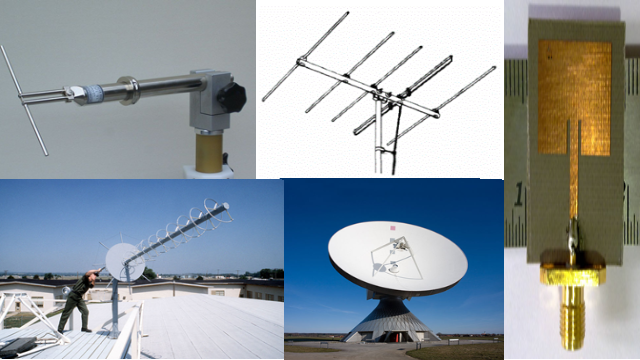 Figure 3. Half-Wave Dipole, Yagi-Uda, Helical, Parabolic, and Microstrip Antenna.png