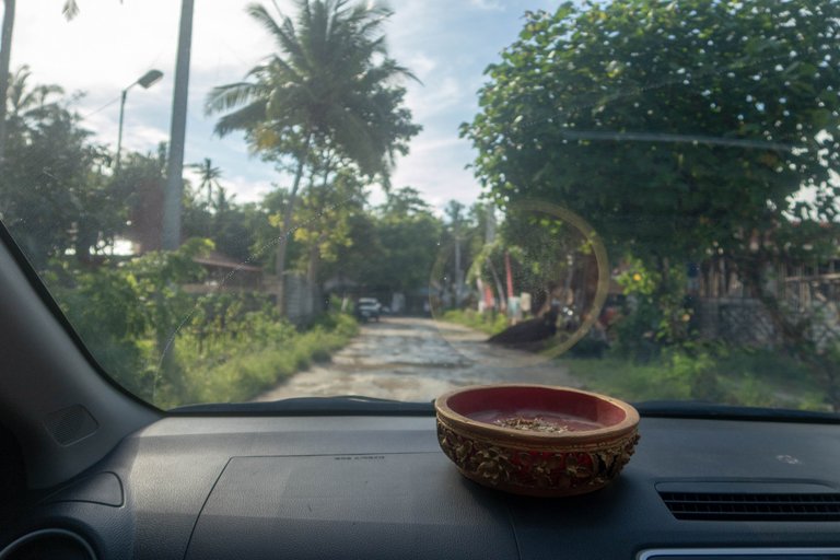 Driving through villages in Nusa Penida island.