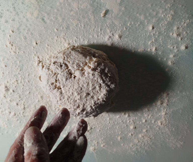 Add more flour on top to avoid sticking when rolled.