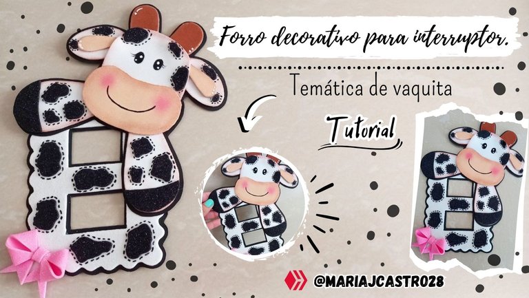 Forro decorativo para interruptor con temática de vaquita •• Tutorial 🐮  | Decorative cover for switch with cow theme •• Tutorial 🐮