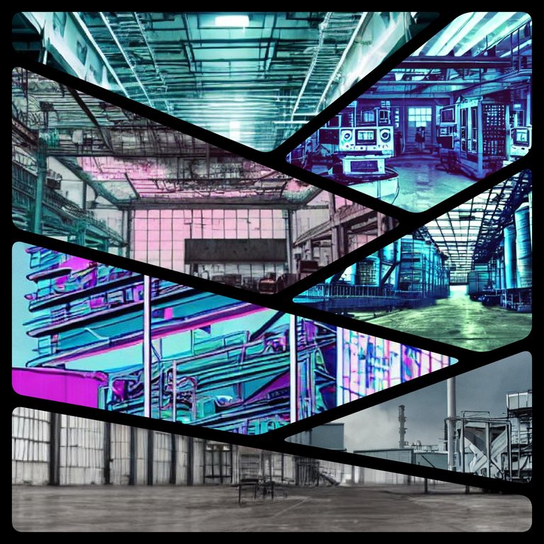 industrial vaporwave collage