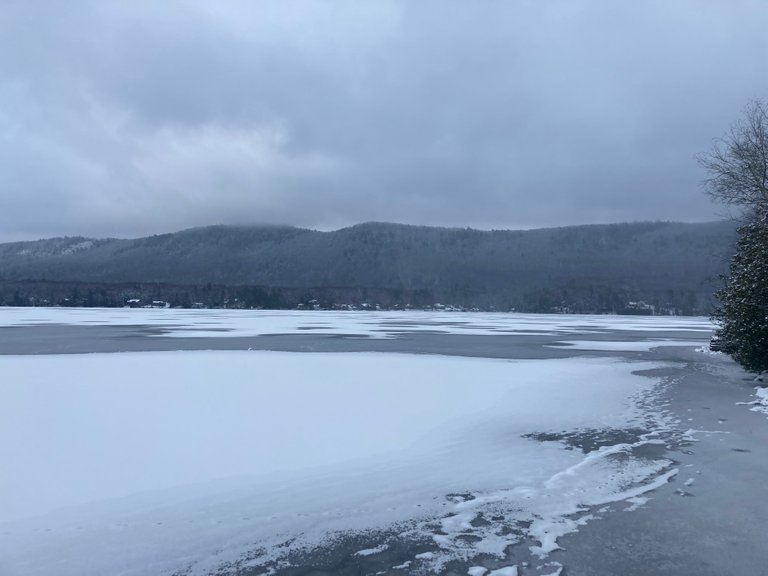 Overcast Snowy Lake