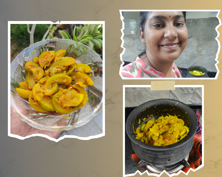 Healthy and tasty round gourd (tinda) vegetable recipe in a clay pot 