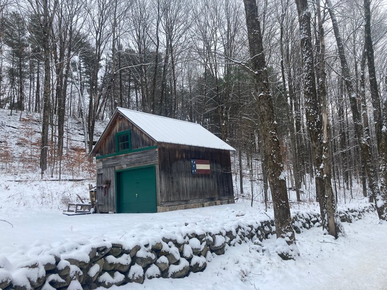 Barn in snow