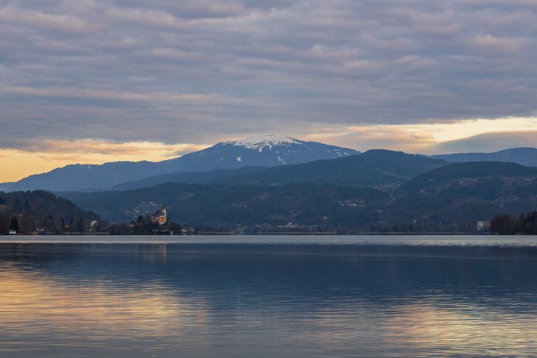 Peninsula and Church Maria Wörth at the Wörthersee