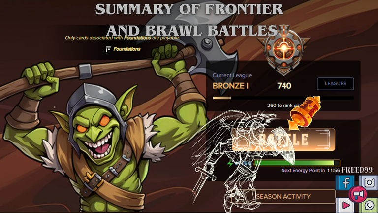 Summary of Frontier and Brawl battles. Social Medial Challenge(En/Es).