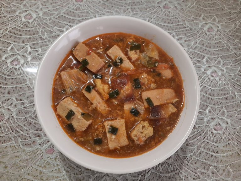 My Savory Tomato-Tofu-Egg Soup