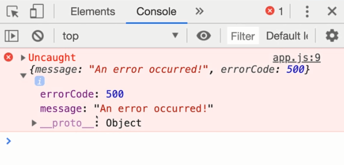 Throwing an error in the browser console