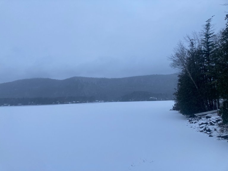 Hills across lake