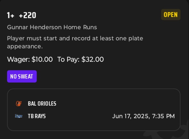 My Daily Free Sportsbook Play for June 17th 2025 🔥 🔥 🔥