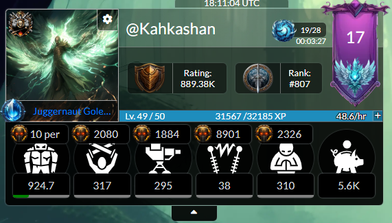 Golem overlord shard collection, weekly leaderboard Quest, and attacks from terracore