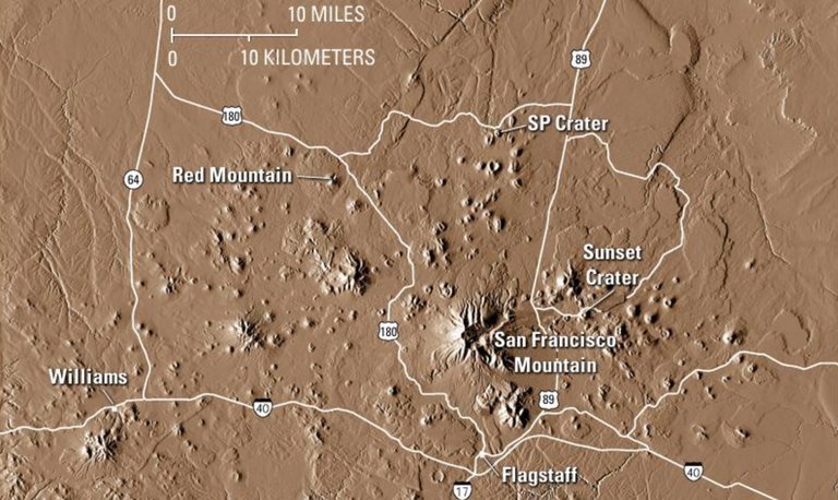 Aerial map/view of the San Francisco Volcanic Field ☝️
