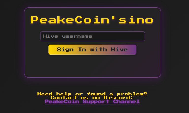 PeakeCoin Casino Beta Screenshot