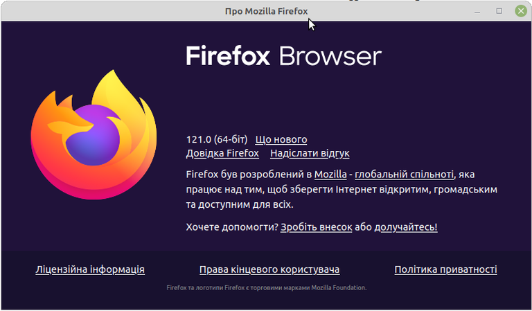 інтернет браузер Firefox 121