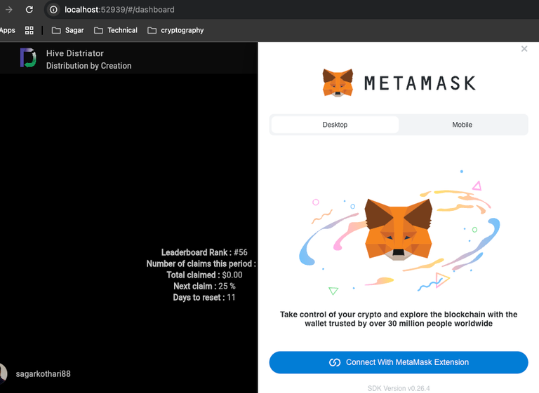 Connect using MetaMask on Desktop