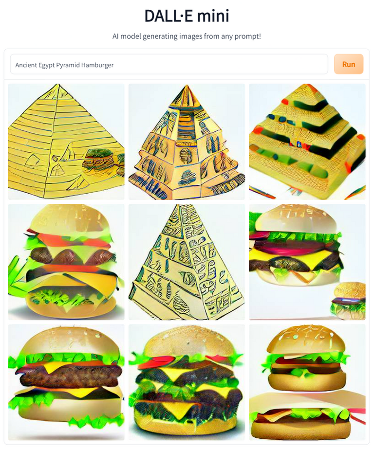 Dall-E Mini - Prompt: Ancient Egypt Pyramid Hamburger