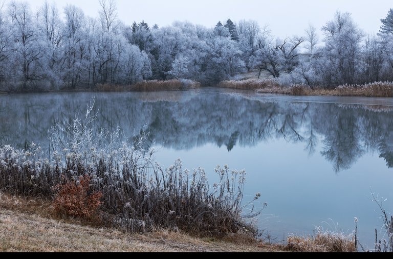 Frosty lake - peaceful and quiet