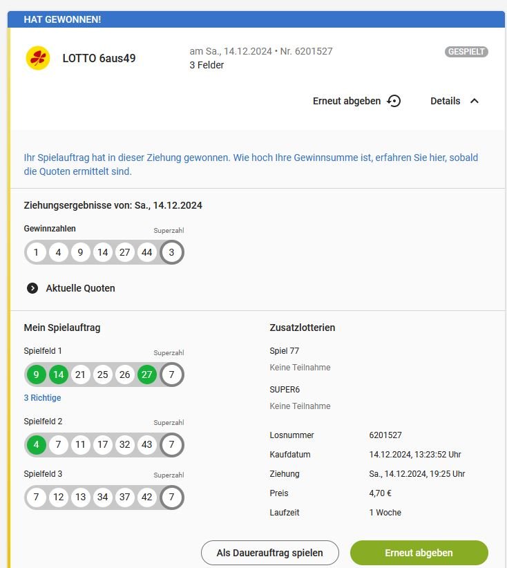 Die Hive Lottogemeinschaft hat im realem Lotto gewonnen