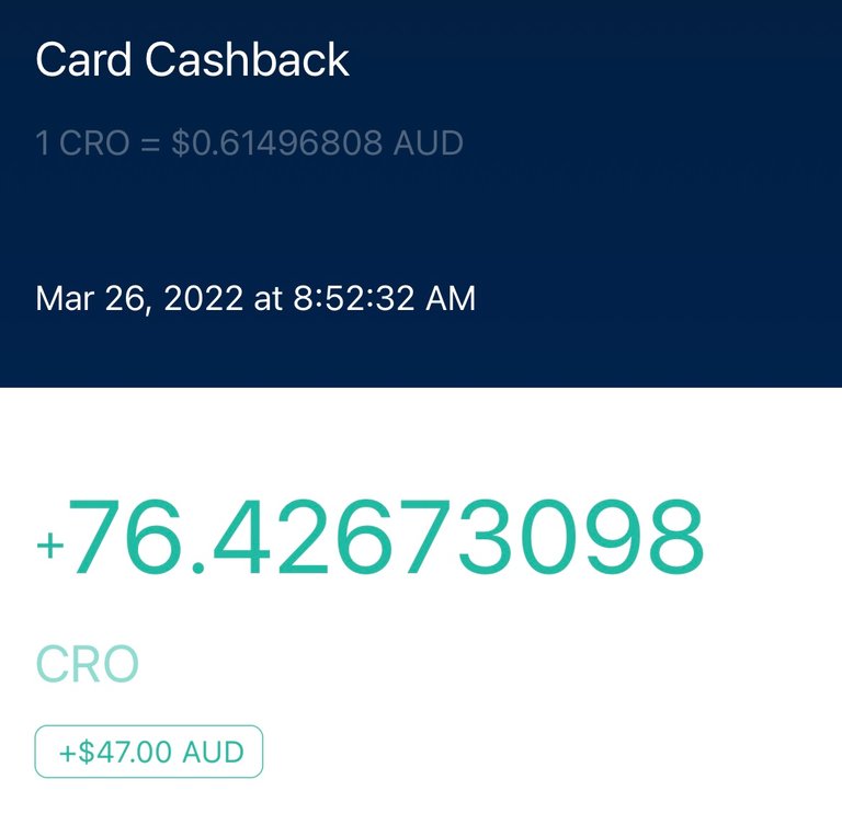 First purchase with the Crypto.com Visa card 