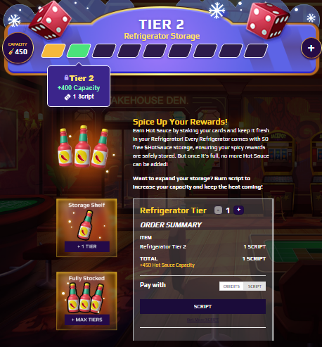🧊 ArcadeColony StakeHouseDen: TIER 2  Refrigerator Storage.