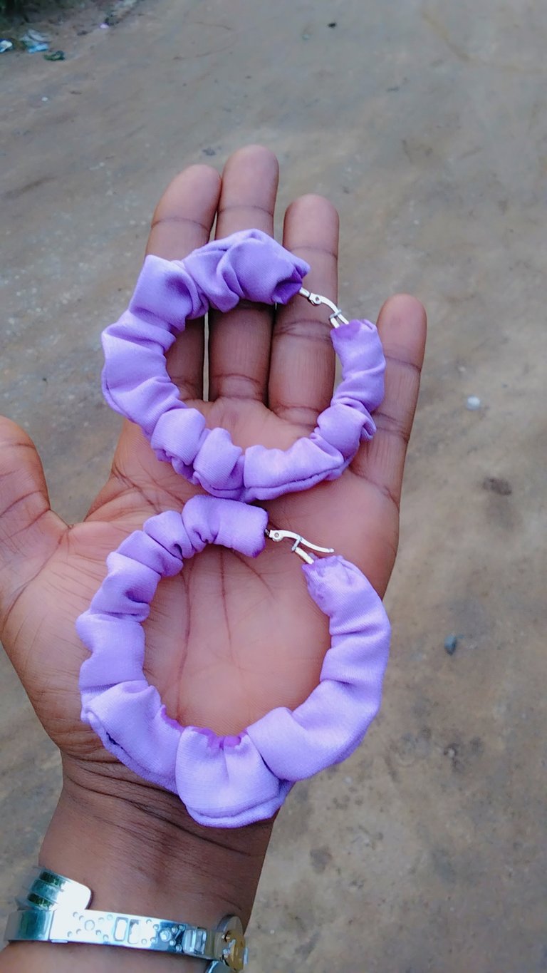 DIY - From a left over fabric,i made an earing for a friend.