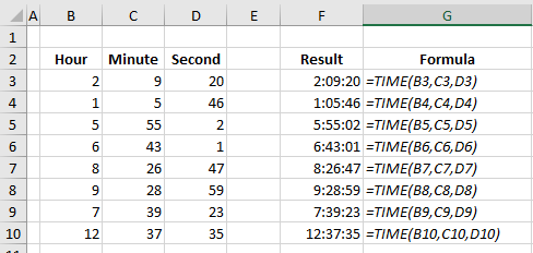 TIME function examples