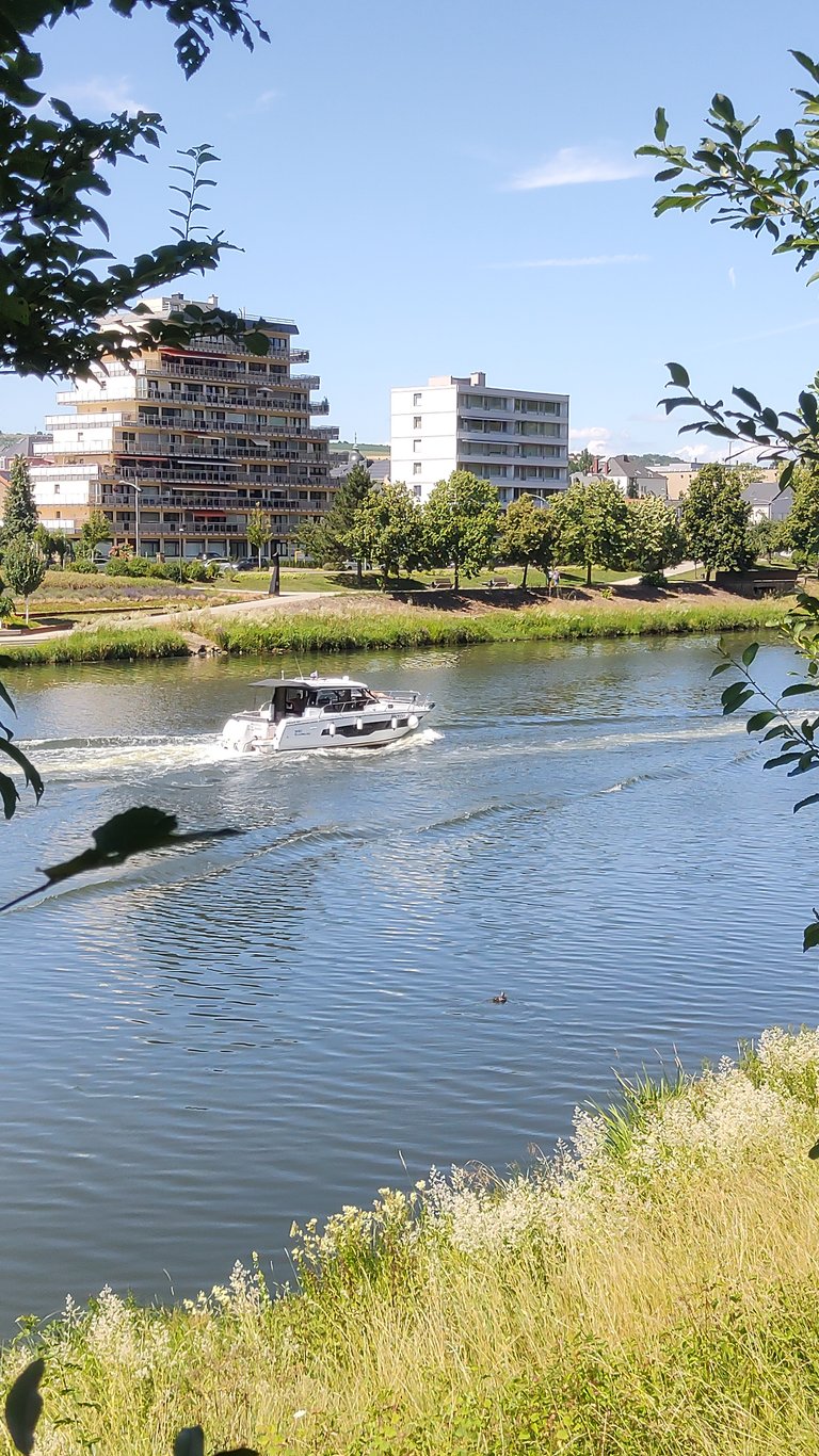 Schiffe auf der Mosel vor Luxemburg 