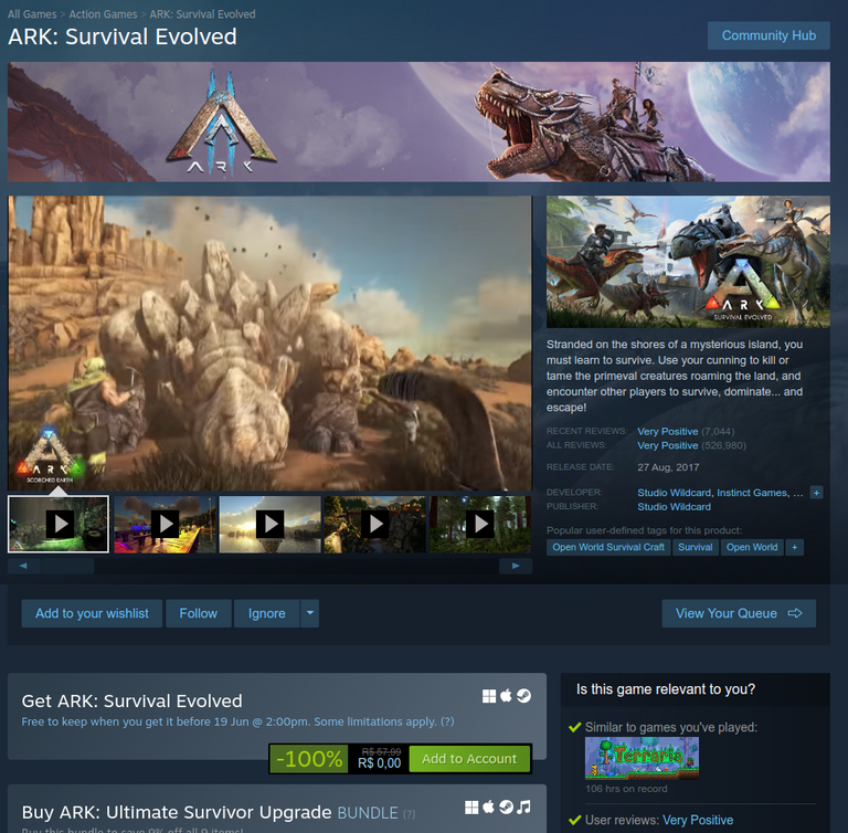 tela do jogo na Steam