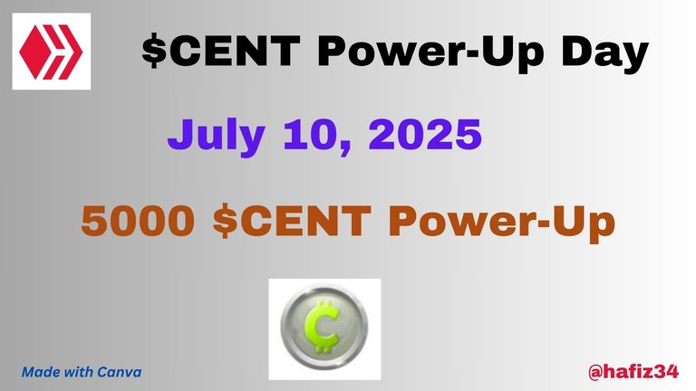5000 $CENT Tokens Power-Up | Cent Power Up Day (July 2025) | Alive and Thriving on Wednesday, July 09