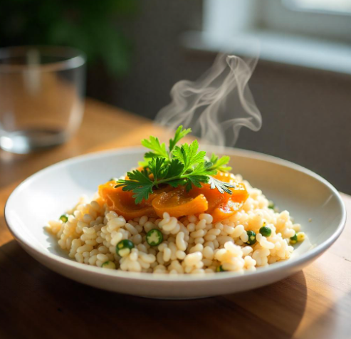 Image of rice with garnished leaves from freepik.com