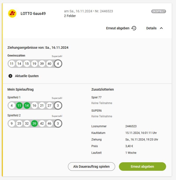 Die Hive-Lotto Gewinner und Quoten vom 16.11.24