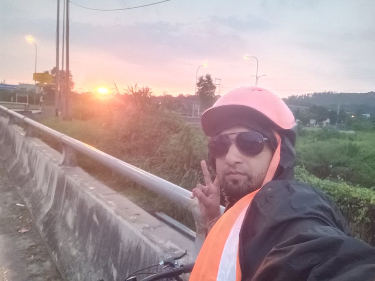 The last moment of the sun's descent.