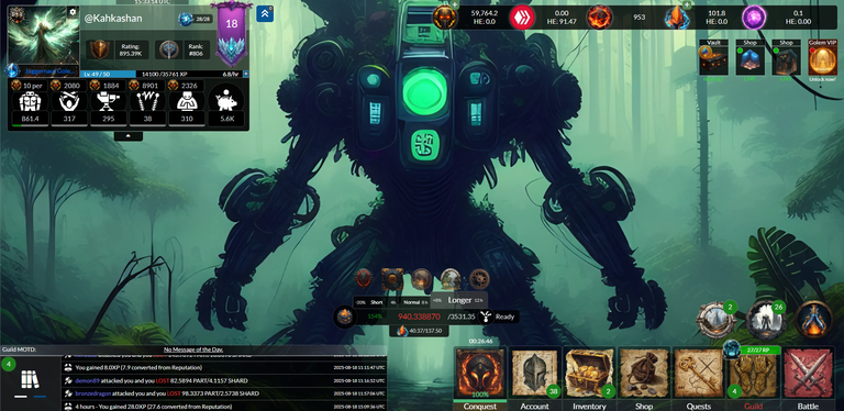 A new Shard target in Golem overlord after winning the Epic Sword and Terracore activities