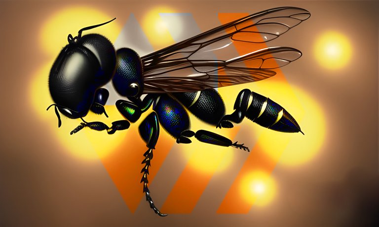 Huge Wasp robbing the HIVE - AI generated art by NightCafestudio